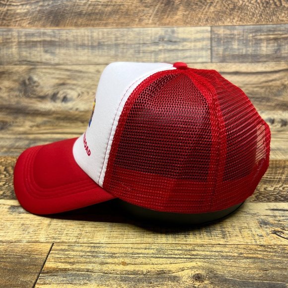 Union Pacific Railroad Mens Trucker Hat Red Snapback Train System Vintage Logo - Picture 4 of 8